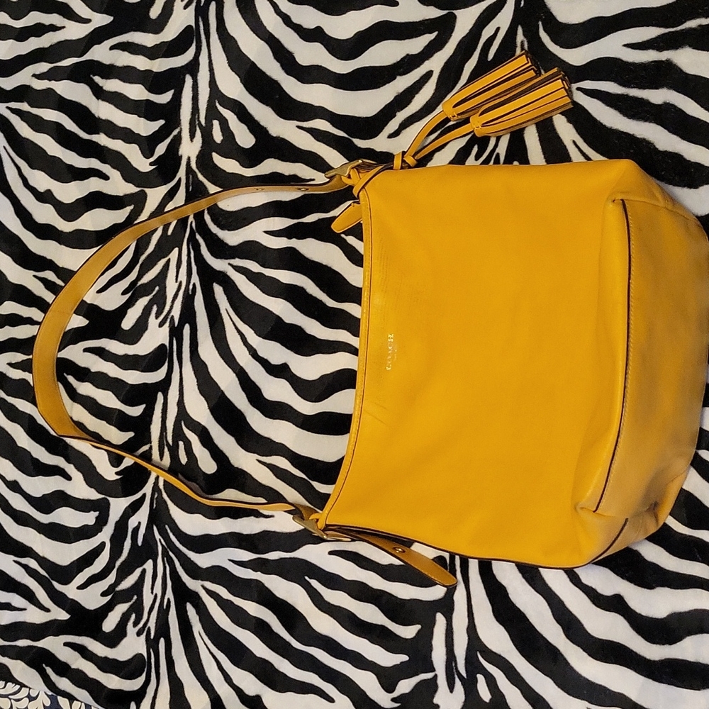 COACH BUCKET BAG 14" X 12.5" Mustard Yellow